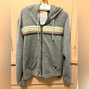 Aviator Nation womens preowned gray zip up hoodie, size Large